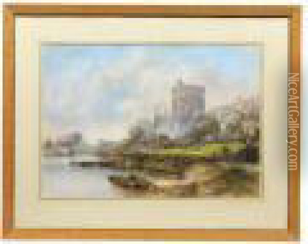 Windsor Castle From The Thames Oil Painting - Thomas Colman Dibdin