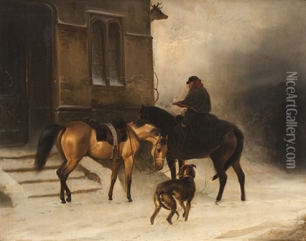 Winterliche Rast Oil Painting - Gustave Quentell