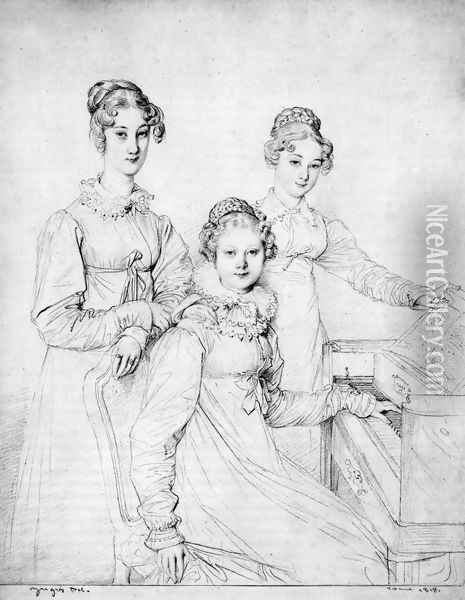 The Kaunitz Sisters Oil Painting - Jean Auguste Dominique Ingres