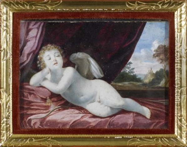 Liegender Amor Ego Dormio Et Cor Meum Vigilat Oil Painting - Johann Kaspar Fuessli