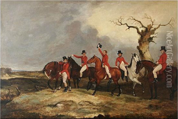 Lord Herries And Other Members Of The Maxwell Family Out Hunting Oil Painting - Dean Wolstenholme, Jr