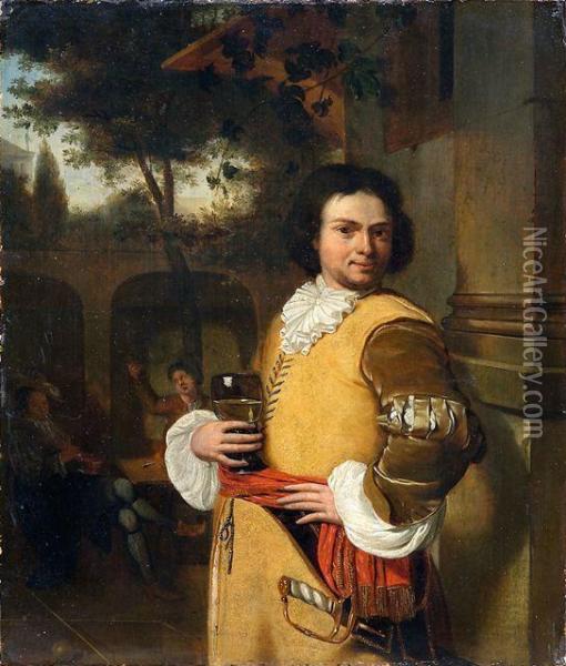 Mann Mit Romer Oil Painting - Willem van Mieris
