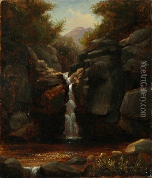 Waterfall In The White Mountains Oil Painting - Sylvester Phelps Hodgdon