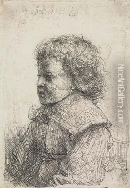 Portrait Of A Boy, In Profile Oil Painting - Rembrandt Van Rijn