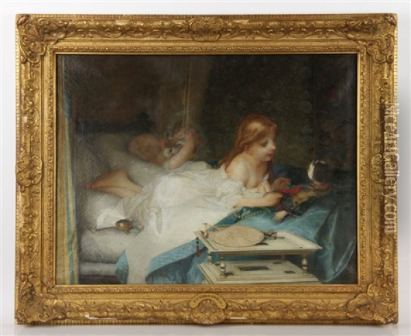 2 Children Oil Painting - Paul Charles Emmanuel Gallard-Lepinay