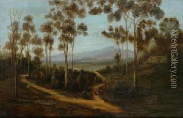 Figures On The Path Oil Painting - William Wackenbath Short