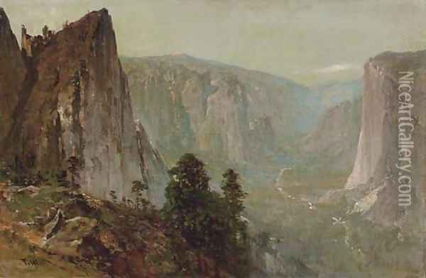Westward View from Union Point, Yosemite Valley Oil Painting - Thomas Hill