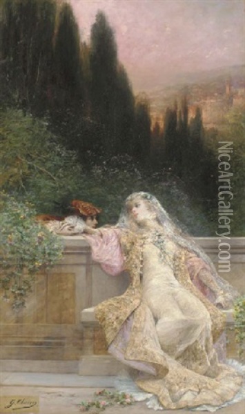 A Clandestine Courtship Oil Painting - Georges Jules Victor Clairin