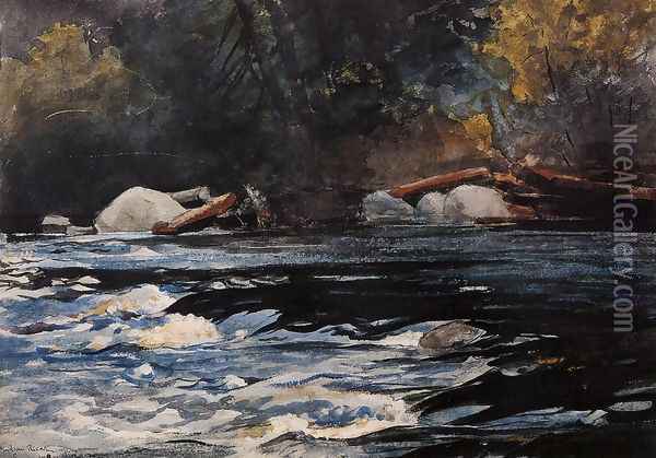 The Rapids, Husdon River, Adirondacks Oil Painting - Winslow Homer