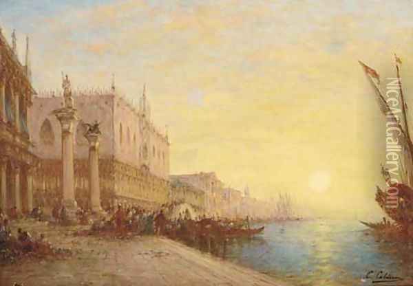 By the Piazzetta, St Mark's, Venice Oil Painting - Charles Clement Calderon