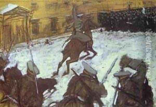 Soldiers Soldiers Heroes Everyone 1905 Oil Painting - Valentin Aleksandrovich Serov