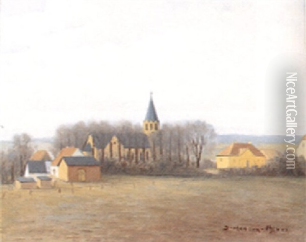 Utsigt Mod Christiansfeld Kirke Oil Painting - Jeppe Madsen Ohlsen