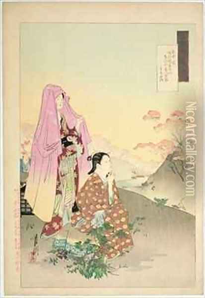 Women Admiring Maples Oil Painting - Ogata Gekko