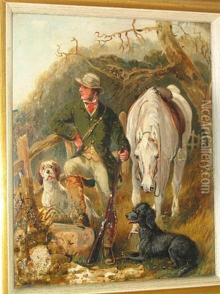Huntsman With His Horse And Dogs Oil Painting - John Frederick Tayler