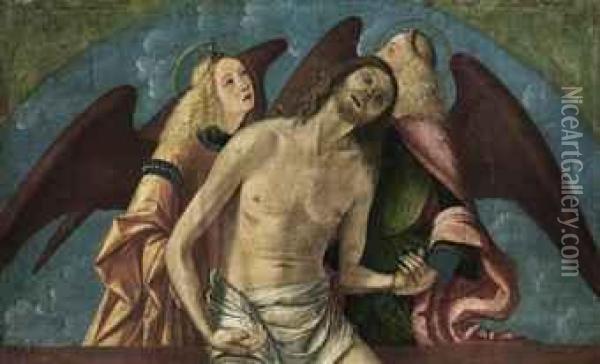The Pieta With Two Angels Oil Painting - Vittore Carpaccio