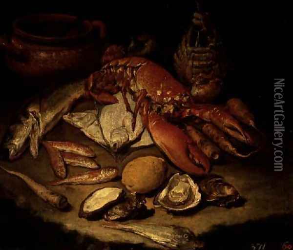 Sea Food Oil Painting - Giacomo Ceruti (Il Pitocchetto)