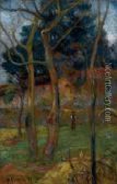 Les Arbres Denudes Oil Painting - Paul Gauguin