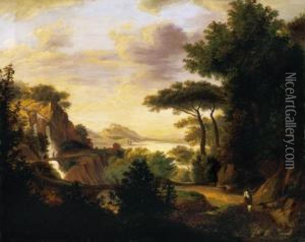 Italian Landscape, About 1850 Oil Painting - Karoly Marko