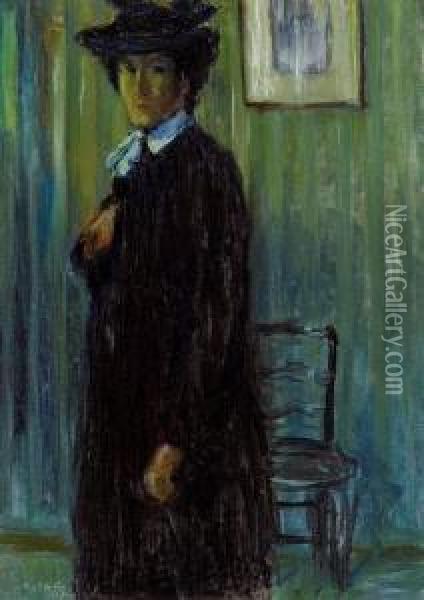Dame In Een Interieur Oil Painting - Auguste Oleffe