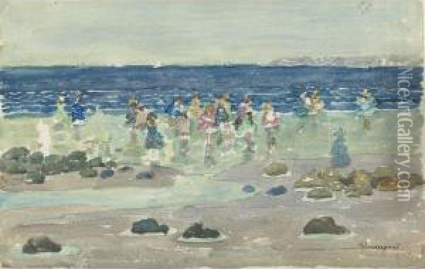 Low Tide Oil Painting - Maurice Brazil Prendergast