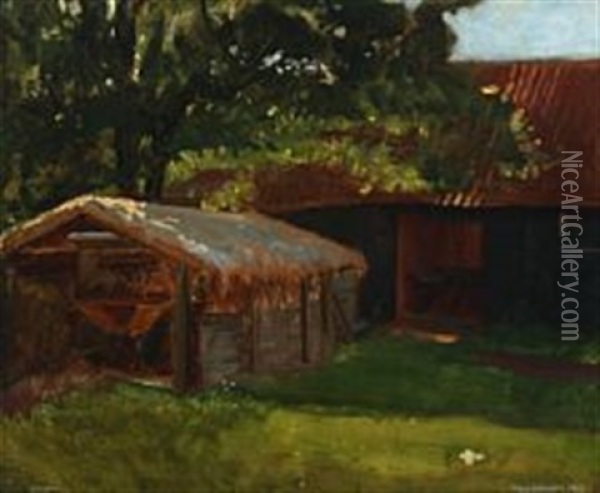 Gammel Vognport Oil Painting - Viggo Johansen