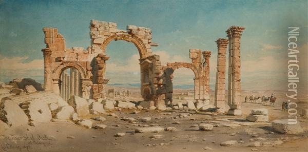 Vue D'un Arc De Triomphe A Palmyre Oil Painting - Carl Haag