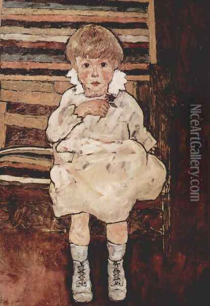 Sitting child Oil Painting - Egon Schiele