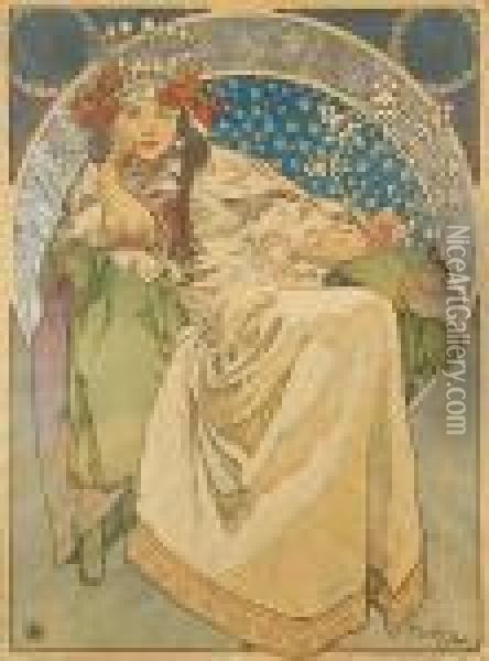 Princess Hyacintha - Poster Oil Painting - Alphonse Maria Mucha