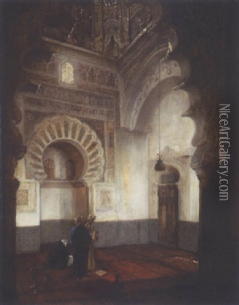 Priere A L'interieur D'une Mosquee Oil Painting - Heinrich Maria Staackmann