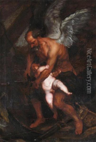 Time Clipping The Wings Of Pan Oil Painting - Sir Anthony Van Dyck