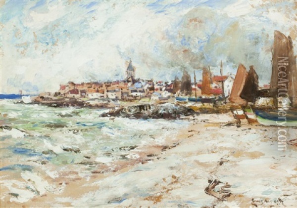 East Coast Harbour, Probably Largo Oil Painting - James Kay