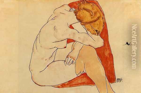 Seated Woman Oil Painting - Egon Schiele