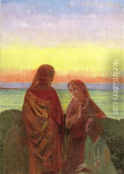 Conversation Sacree (devant La Mer, A Contre-jour) Oil Painting - Maurice Denis