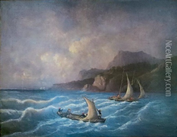 Voiliers En Martinique Oil Painting - Louis De Manoel