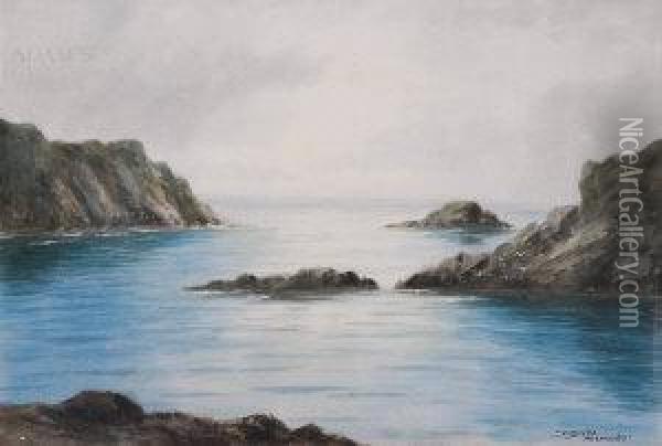 Rocky Coastal Waters Oil Painting - Douglas Alexander