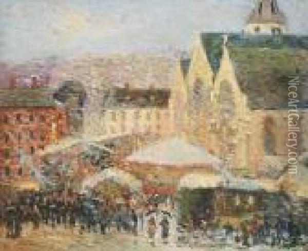 La Foire Saint-romain Sur La Place Saint-vivien, Rouen Oil Painting - Robert Antoine Pinchon