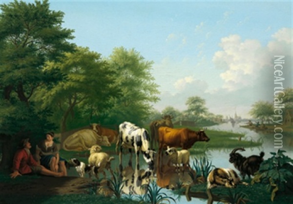 Pastorale Landschaft Oil Painting - Jan van Gool