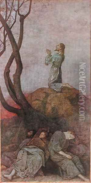 The Agony in the Garden, illustration from Festkalender published in Leipzig c.1910 Oil Painting - Hans Thoma
