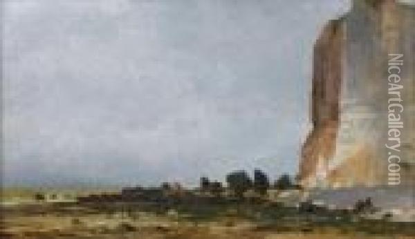 Les Roches A Fecamp Oil Painting - Karl Pierre Daubigny