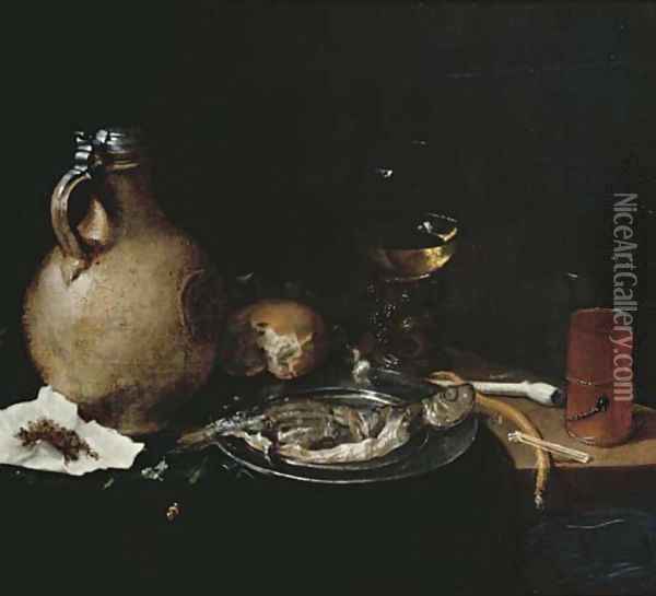 An earthenware tankard Oil Painting - Cornelis Stangerus