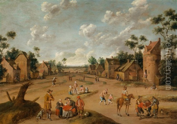 Dorfszene Oil Painting - Cornelis Droochsloot