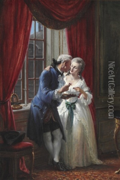 A Newly Married Couple Oil Painting - Wilhelm Nicolai Marstrand