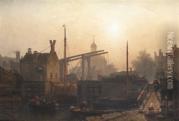 Evening At The Ronde Lutherse Kerk In Amsterdam Oil Painting - Karl Adloff