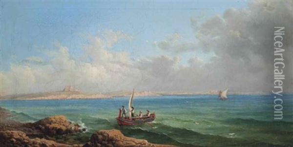 The Sea Approach To Marsa Scirocco, Malta Oil Painting - Girolamo Gianni
