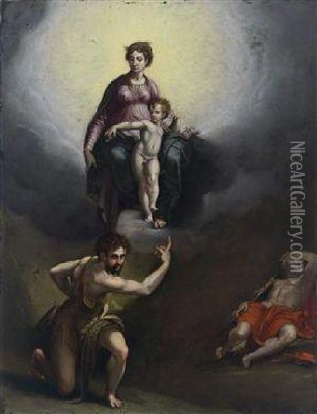 The Vision Of Saint Jerome Oil On Copper Oil Painting - Girolamo Francesco Maria Mazzola (Parmigianino)