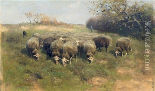 Shepherd And His Flock Oil Painting - Francois Pieter ter Meulen