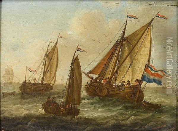 Dutch Yachts In Choppy Seas Oil Painting - Abraham Storck
