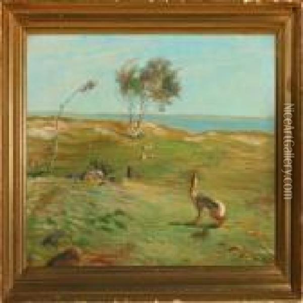 Coastal Scenery With A Hare Oil Painting - Vilhelm Theodor Fischer