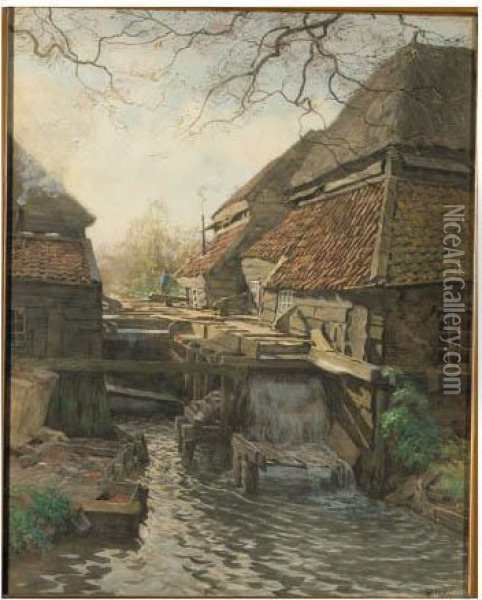 A Papermill Oil Painting - Willem Bastiaan Tholen