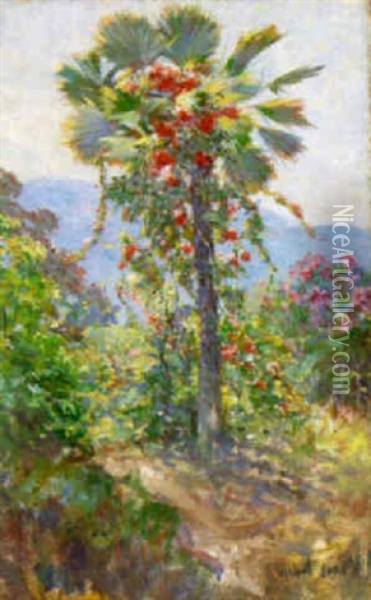 Flowering Vines On Palm Tree Oil Painting - Abbott Fuller Graves